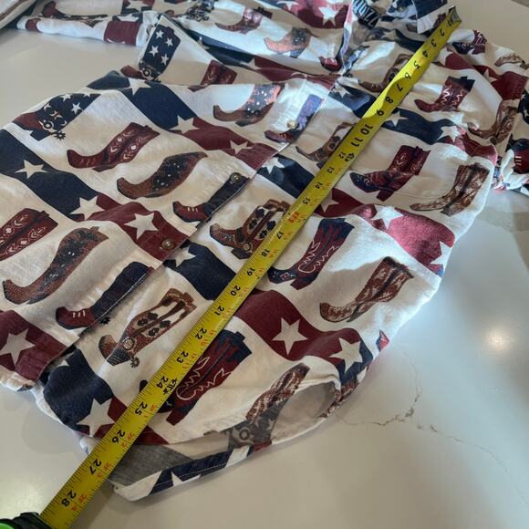 Vtg Cowboy Boots 100% flannel button down women’s small white western cowgirl - Picture 5 of 7